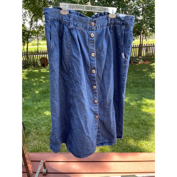 Vintage Cherokee Womens Denim A-Line Button-Front Skirt Size 24 Modest - Picture 1 of 7